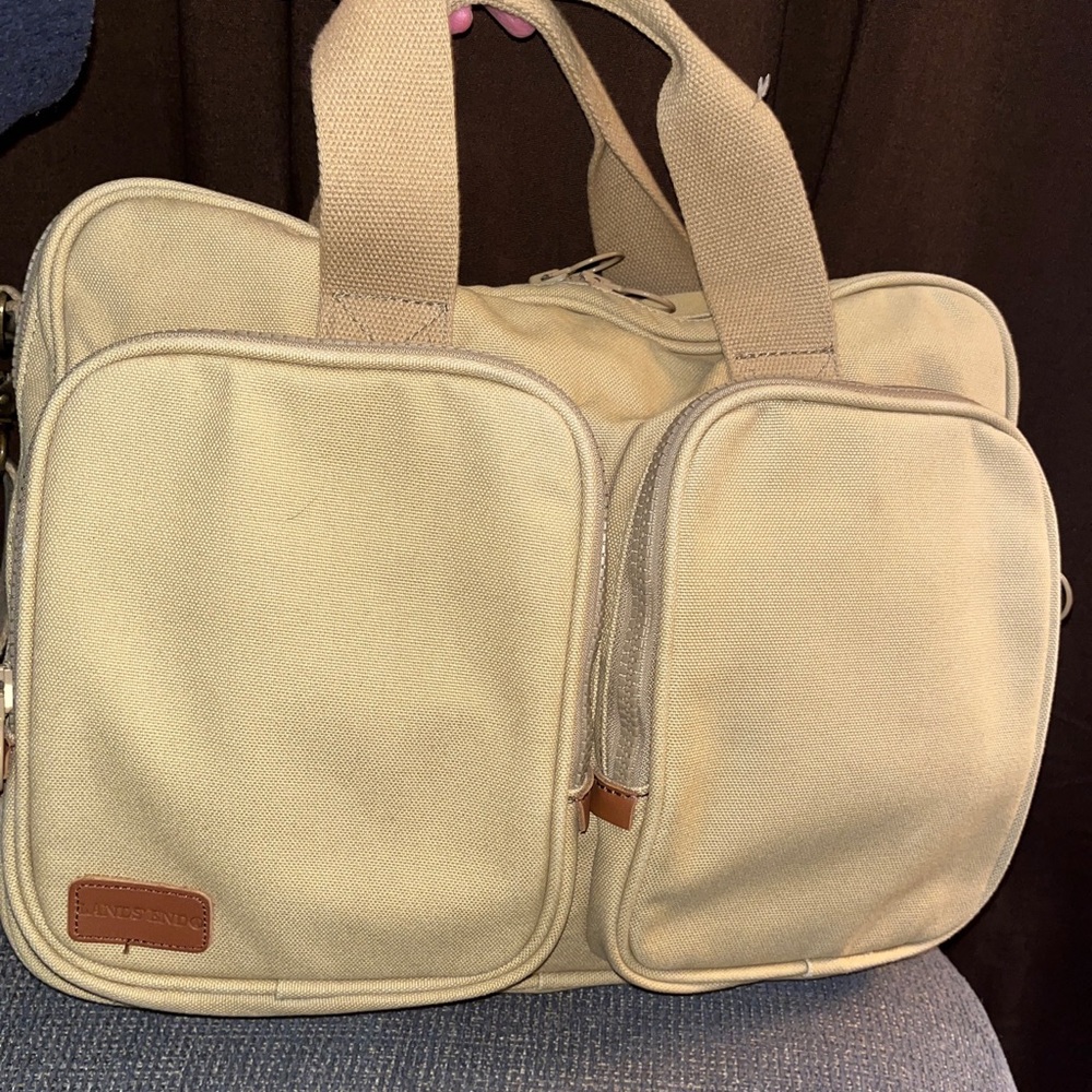 Lands End Expandable Messenger/Laptop Bag/Briefcase CANVAS AND LARGE SIZE